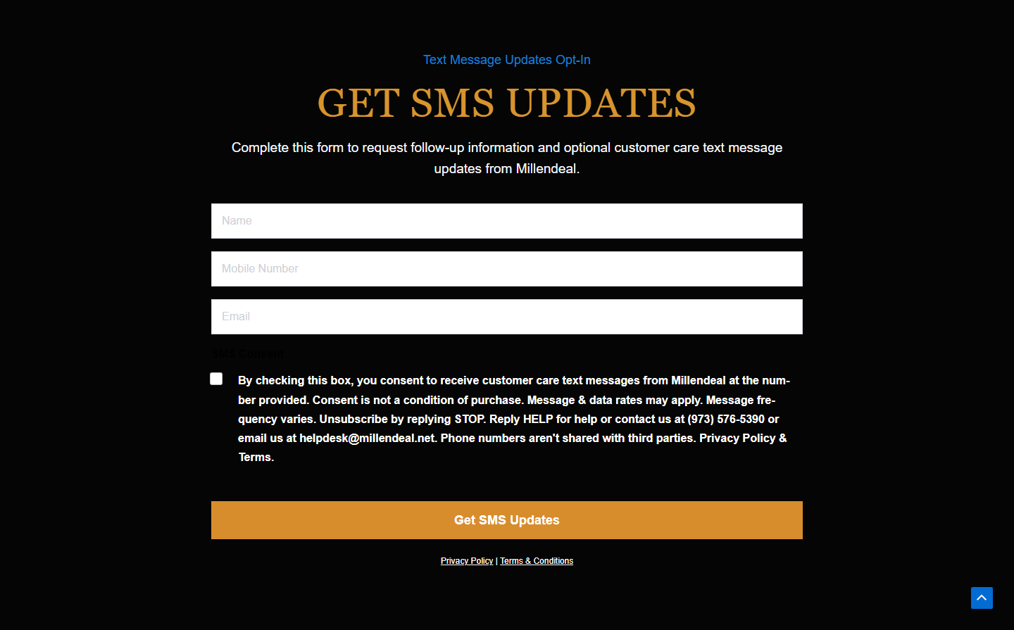 Millendeal form page screenshot